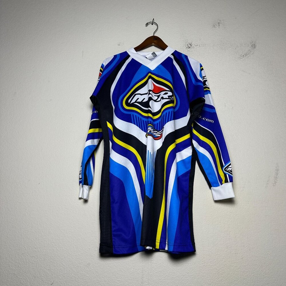 VTG MSR Rage Jersey Graphic Men S Motocross Blue White Racing Dirt Bike Cycle